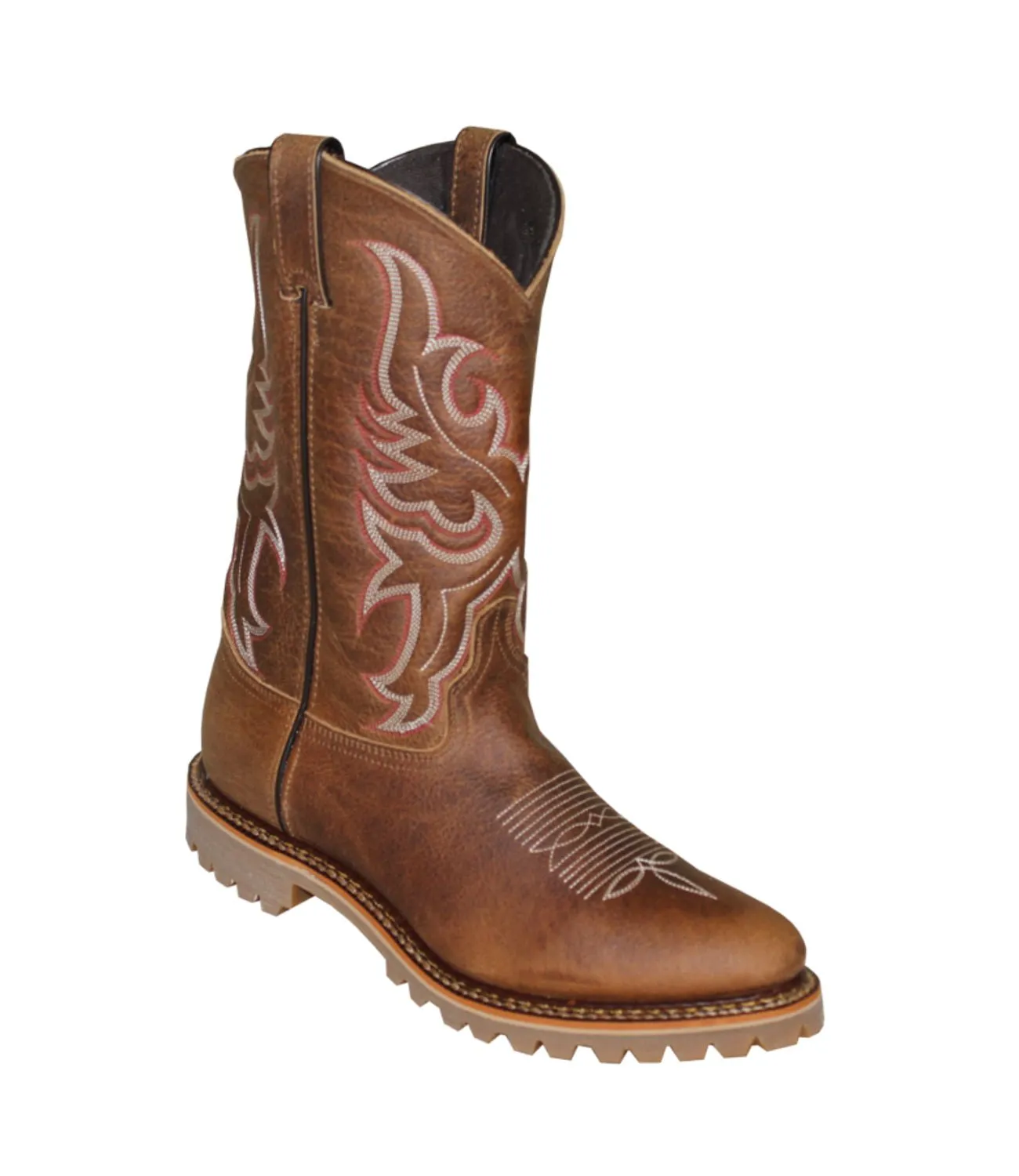 Abilene Boots Mens 11in Medium Round Toe Tan Bison Leather Cowboy Boots