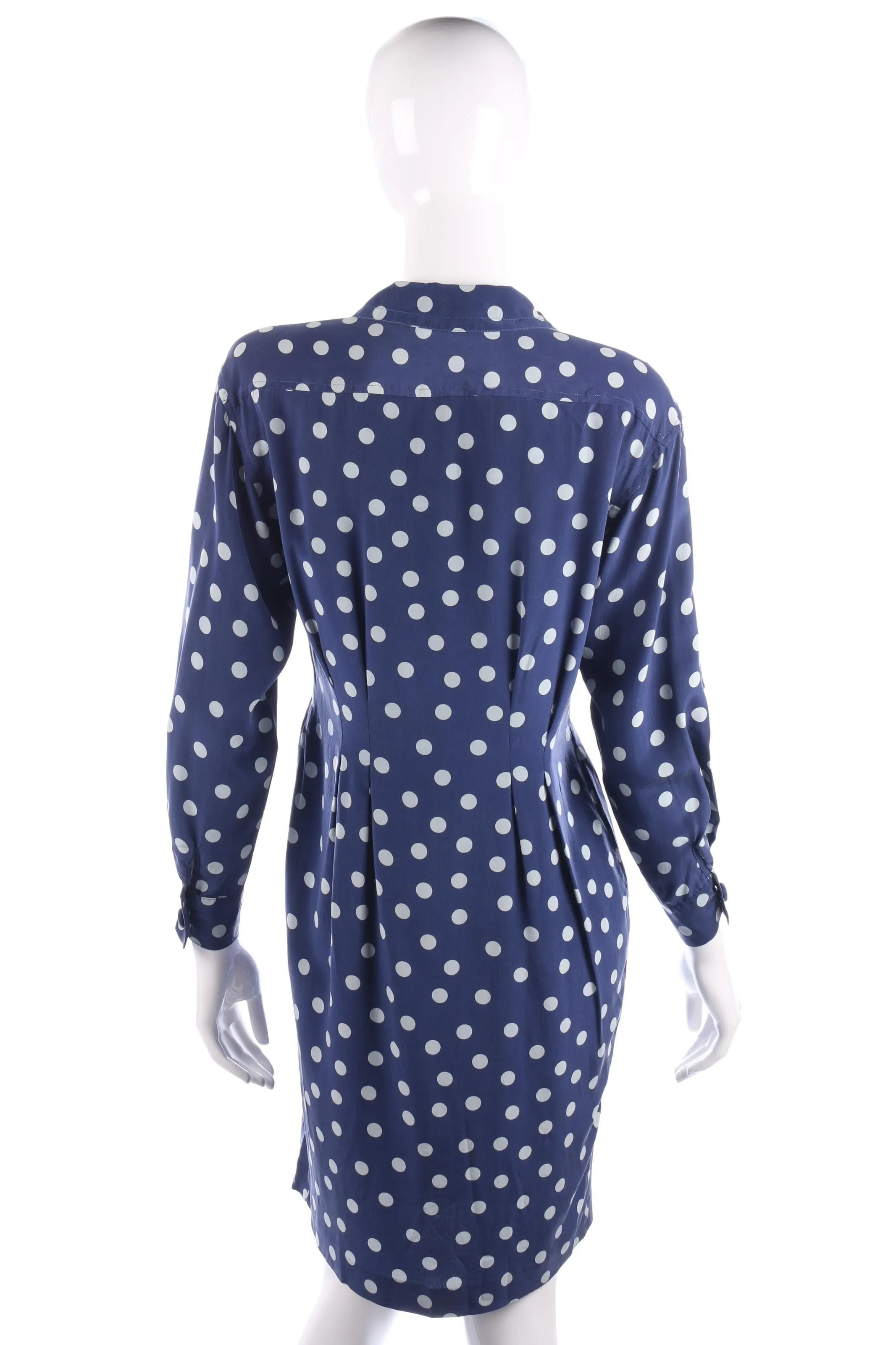 Adrianna Papéll Silk Polkadot Dress Blue Size M