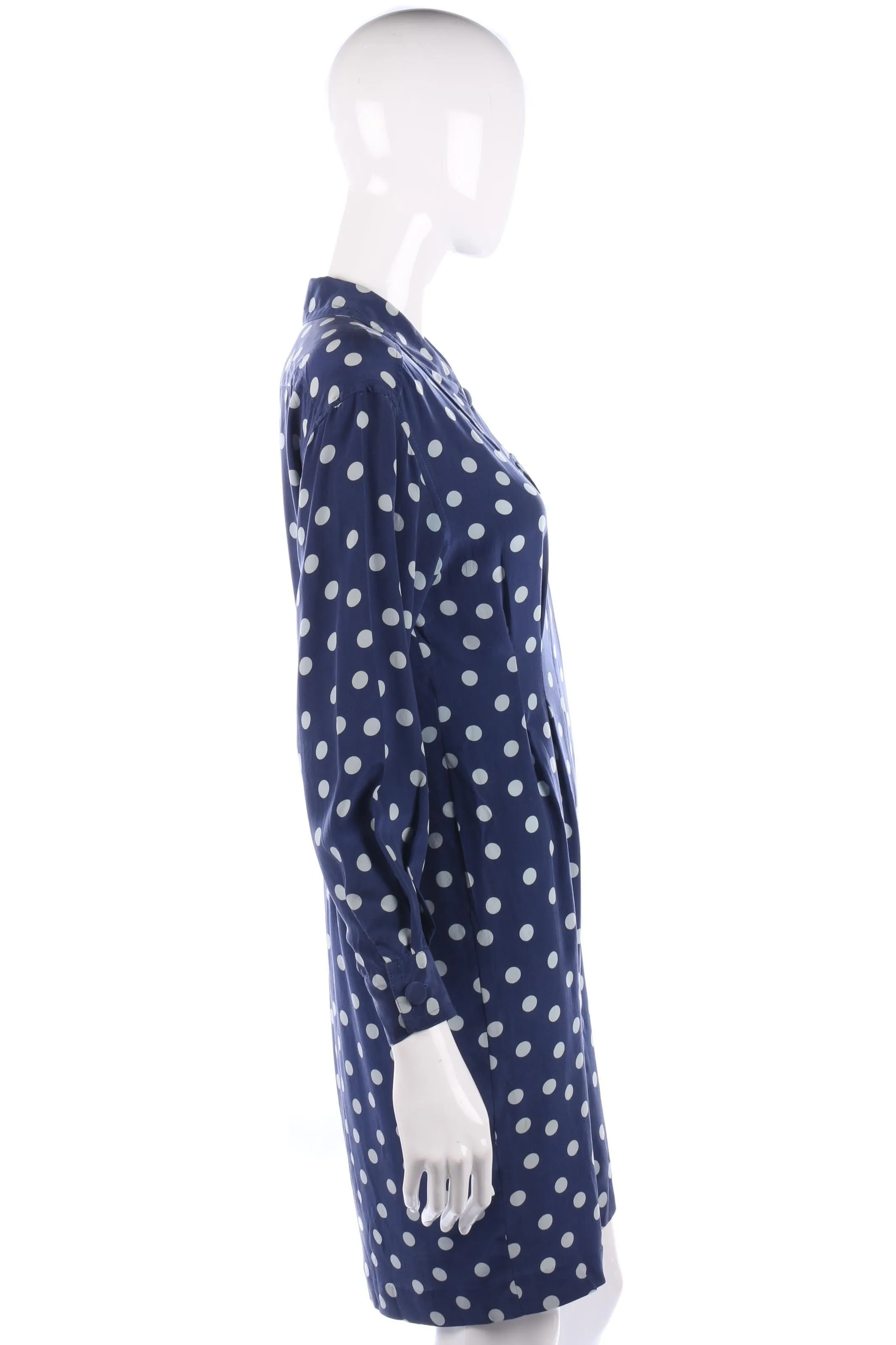 Adrianna Papéll Silk Polkadot Dress Blue Size M