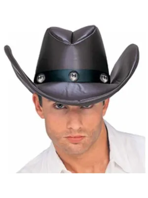 Adult Brown Faux Leather Cowboy Hat