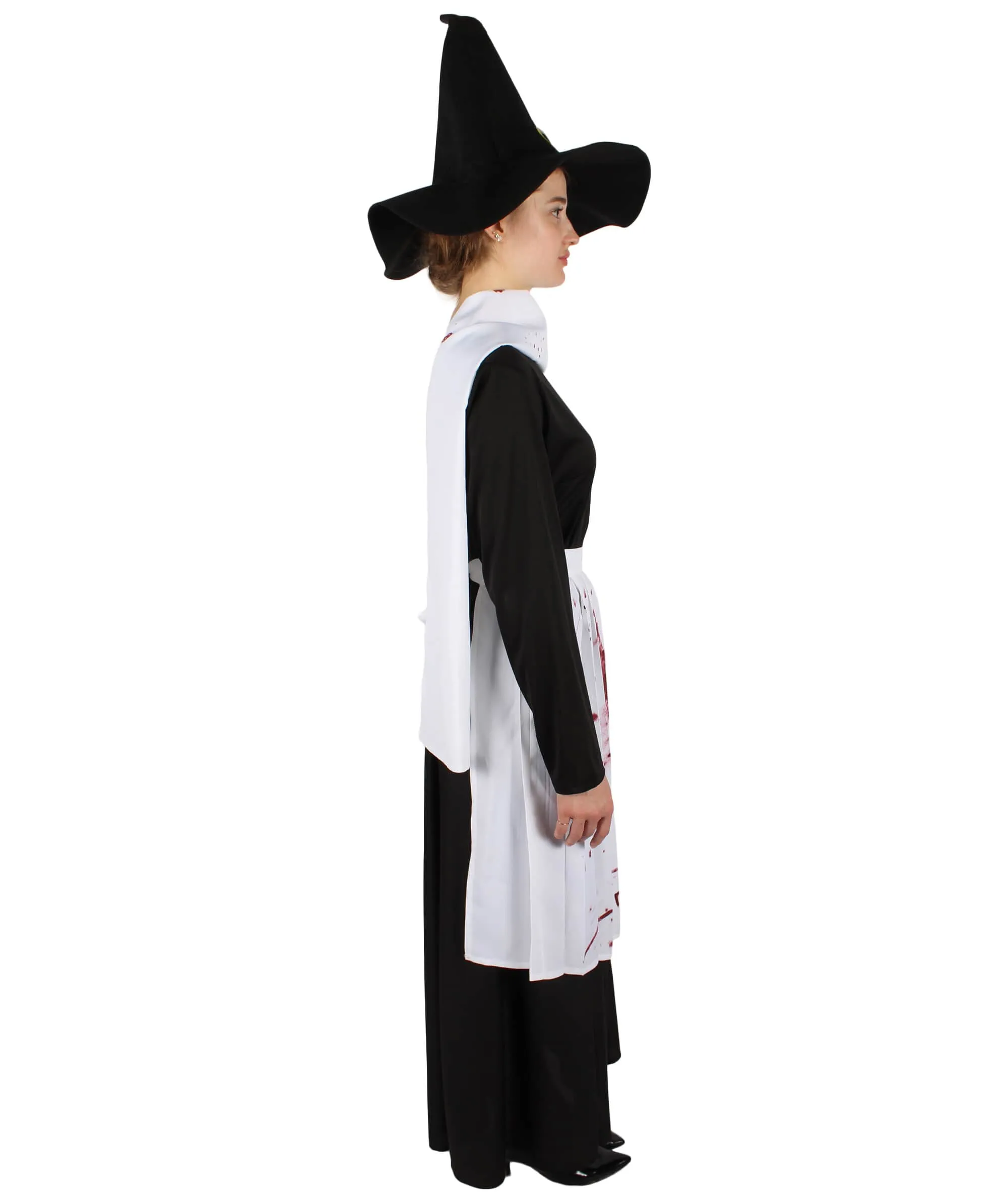 Adult Women’s Classic Black & White Salem Witch Costume Set | Multiple Size Options