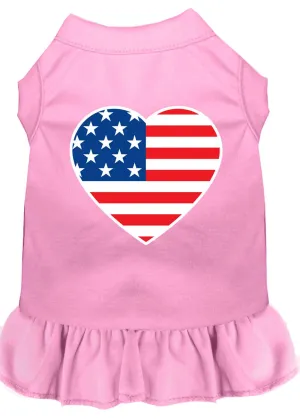 American Flag Heart Screen Print Dress Light Pink Lg (14)