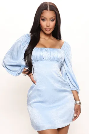 Anisa Satin Mini Dress - Light Blue