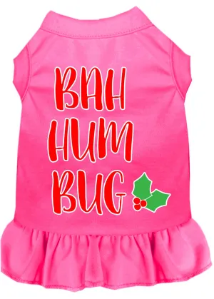 Bah Humbug Screen Print Dog Dress Bright Pink Med