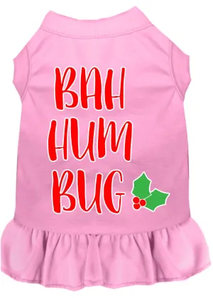 Bah Humbug Screen Print Dog Dress Light Pink Sm