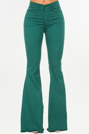 Bell Bottom jean in Hunter Green