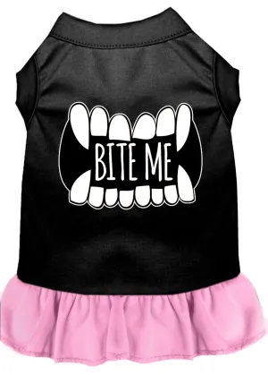 Bite Me Screen Print Dog Dress Black With Light Pink Sm (10)