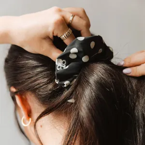 Black Polka Dot Scrunchie