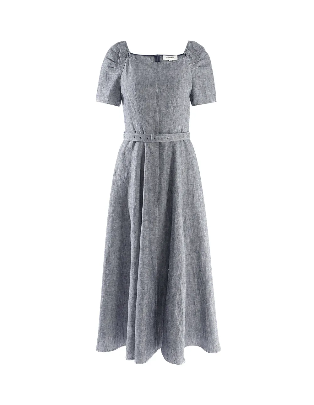 BORA AKSU Square Collar Light Gray A-Line Skirt