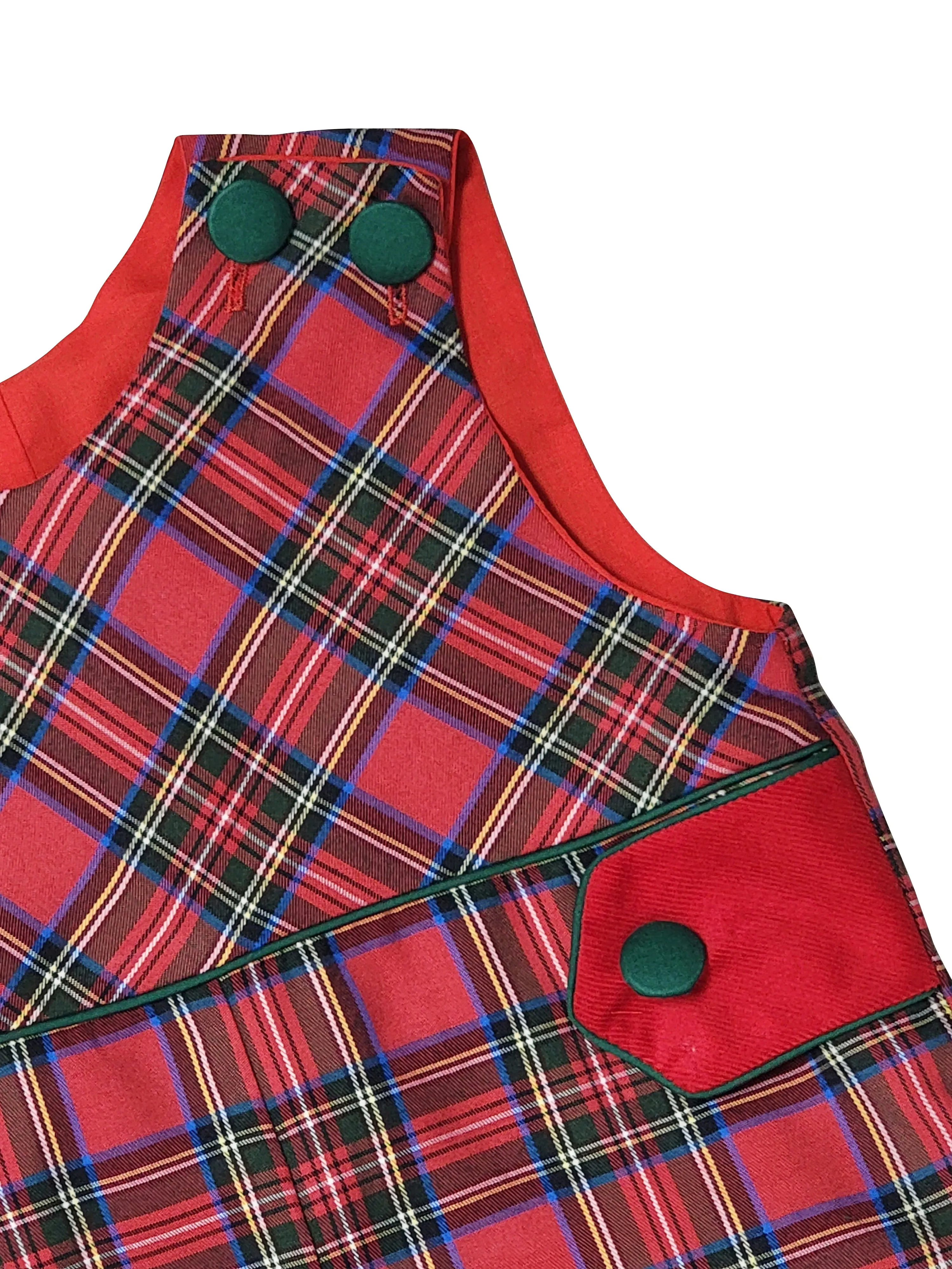 Boy's Red and Green "Christmas Plaids" Overall