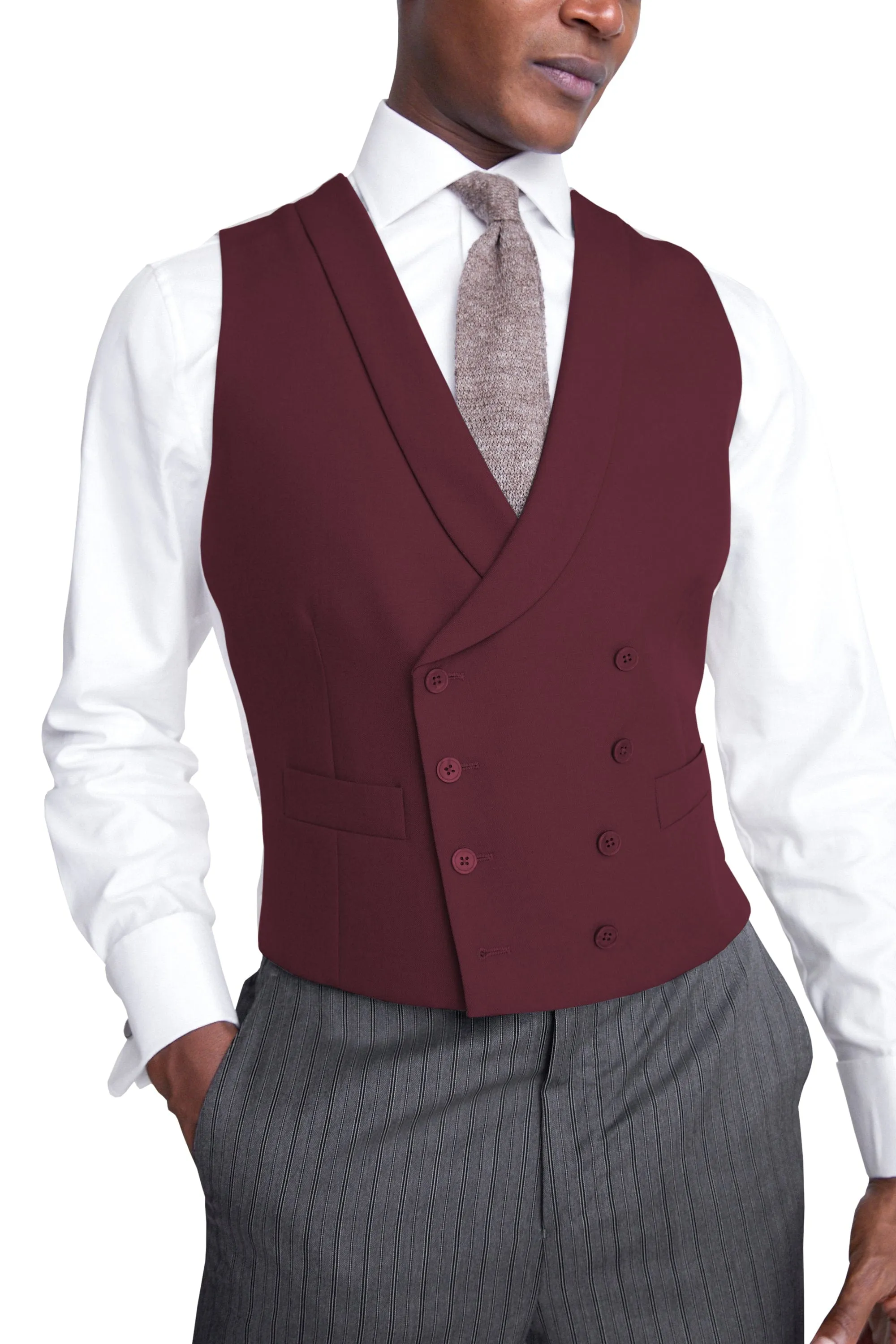 Business Casual Double Breasted Shawl Lapel Men Vest