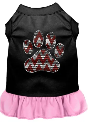 Candy Cane Chevron Paw Rhinestone Dog Dress Black With Light Pink Xxl (18)