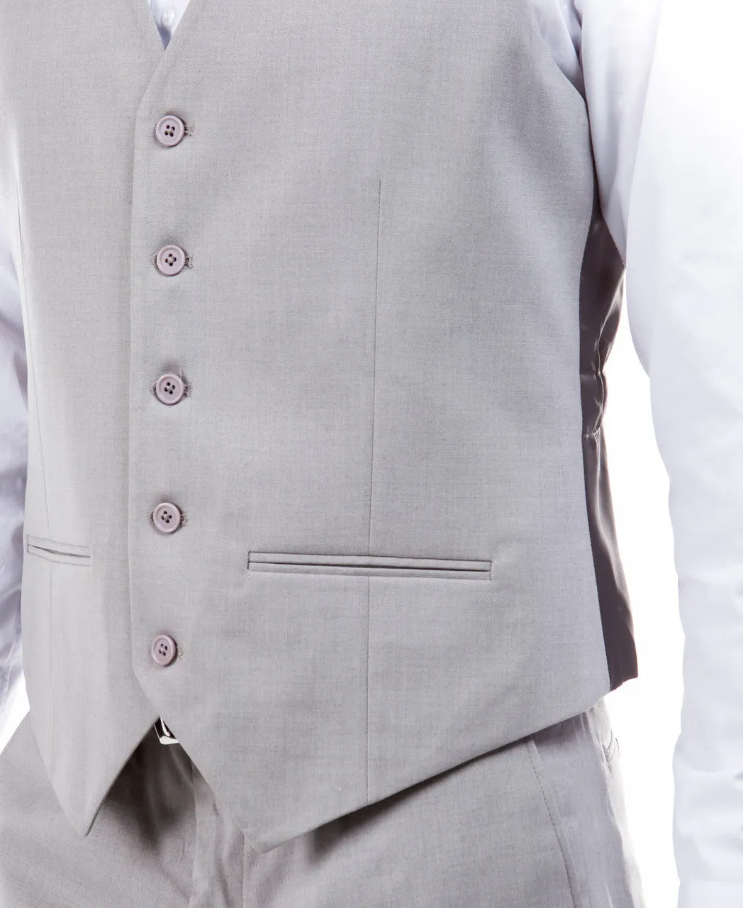 Classic Light Grey Solid Suit Dress Vest