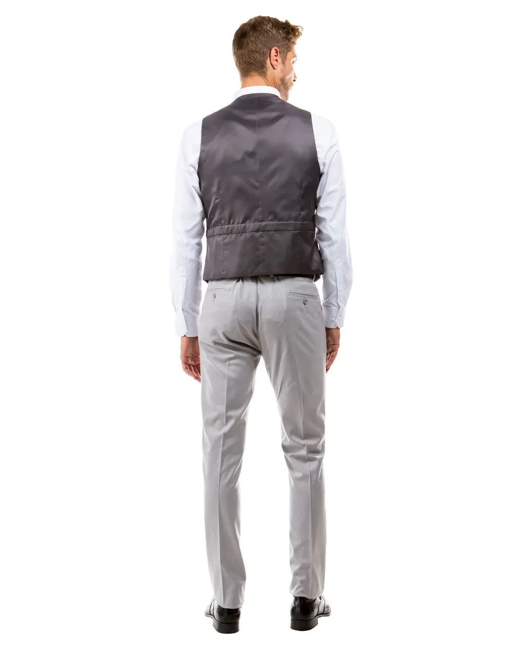 Classic Light Grey Solid Suit Dress Vest