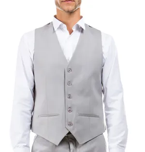 Classic Light Grey Solid Suit Dress Vest