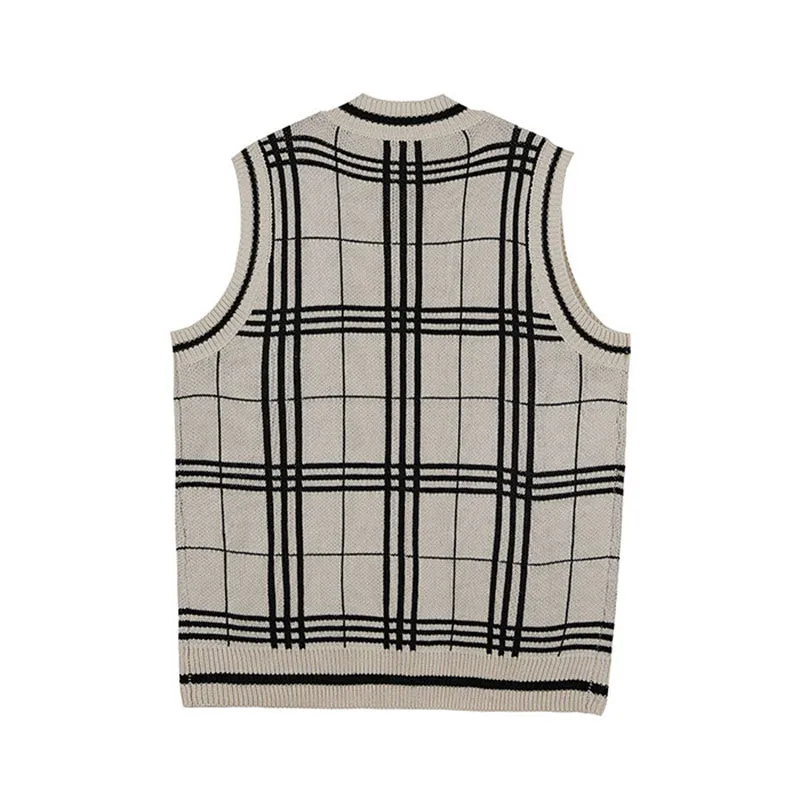 College Check Casual Knit Vest