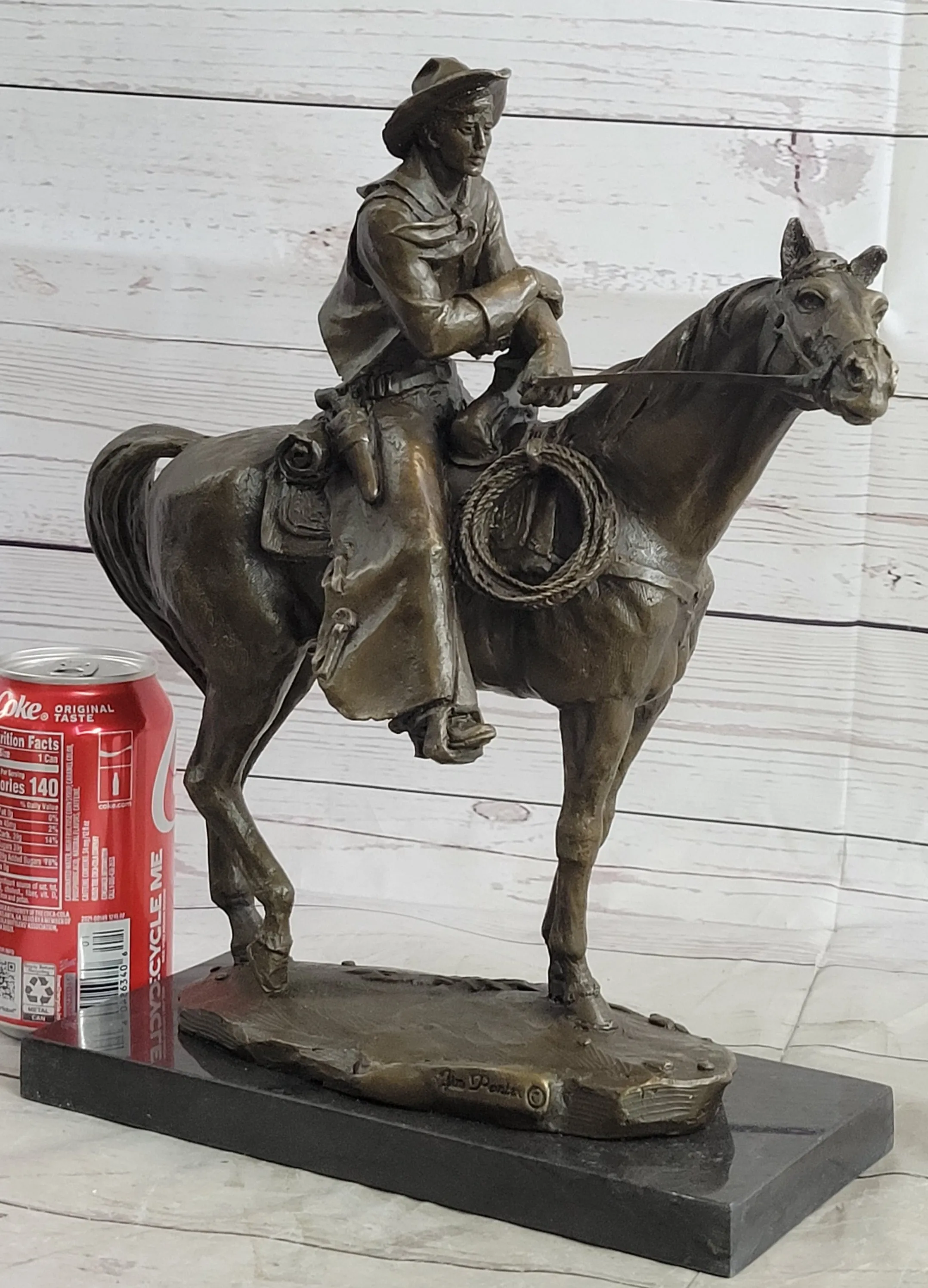 Commanding Bronze Sculpture Western & Horse Frederick Reminton Tribute