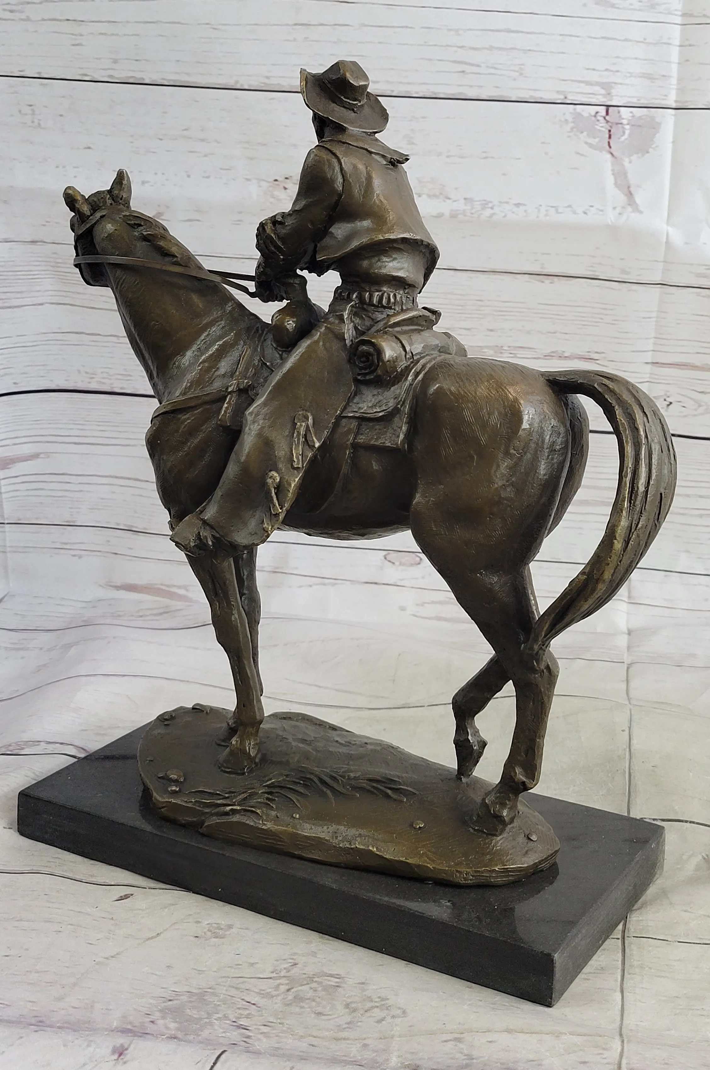 Commanding Bronze Sculpture Western & Horse Frederick Reminton Tribute