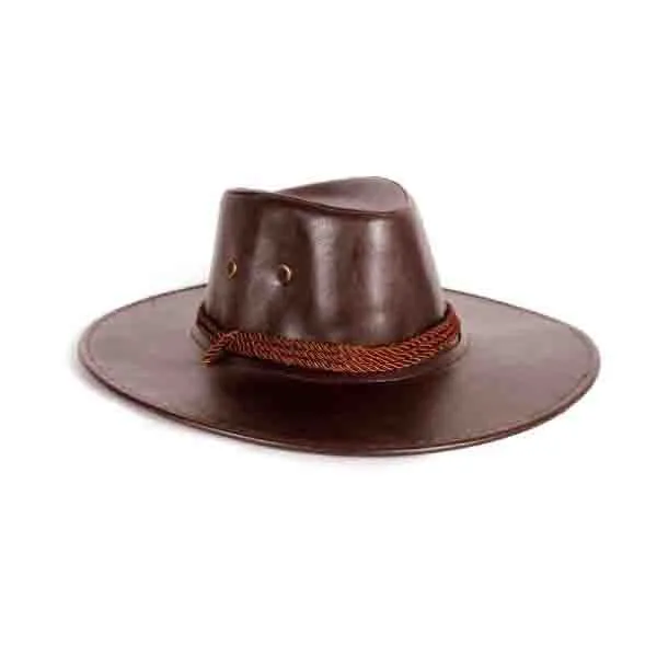 Cowboy Hat - Faux Leather Burgundy Brown