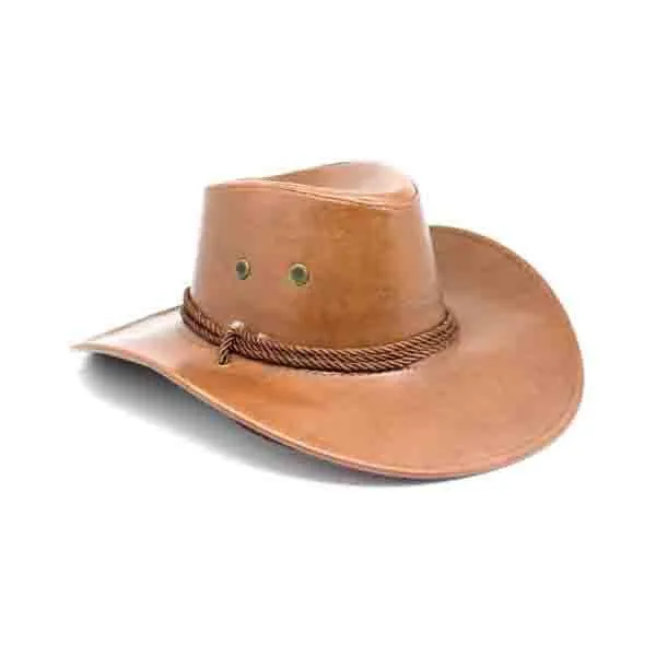 Cowboy Hat - Faux Leather Light Brown