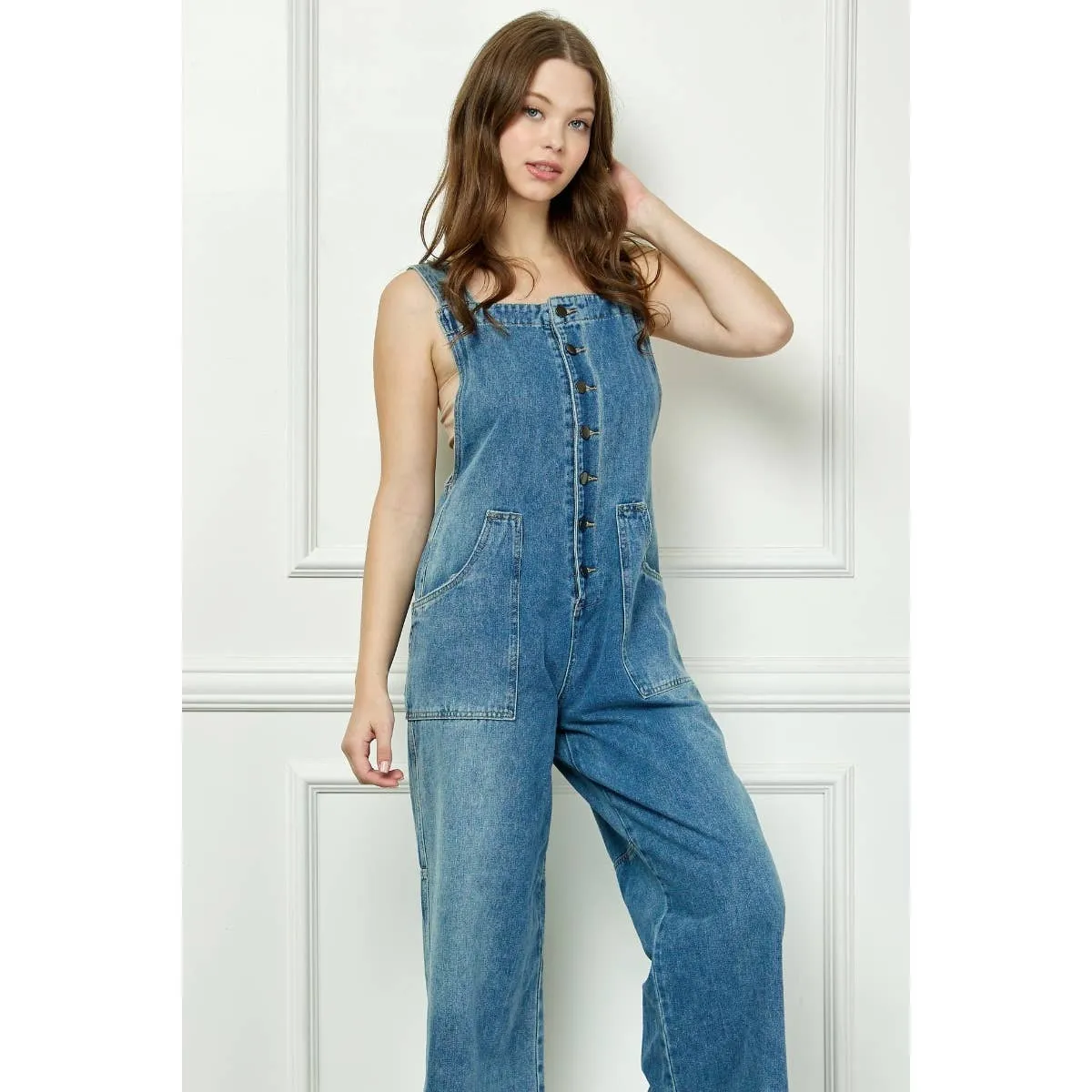 Denim Multi Button Fatigue Overall