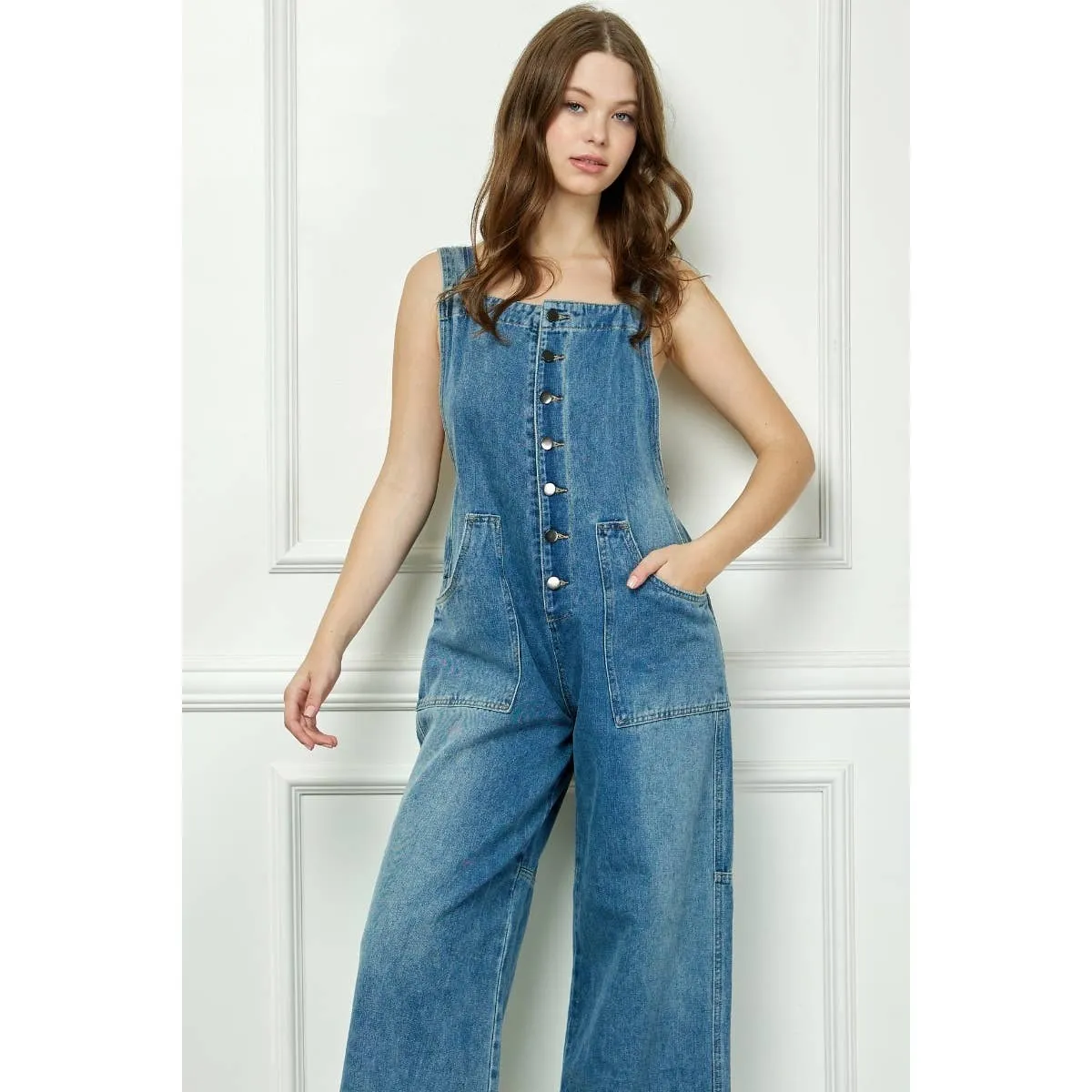 Denim Multi Button Fatigue Overall