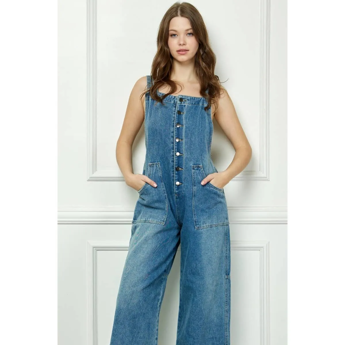 Denim Multi Button Fatigue Overall