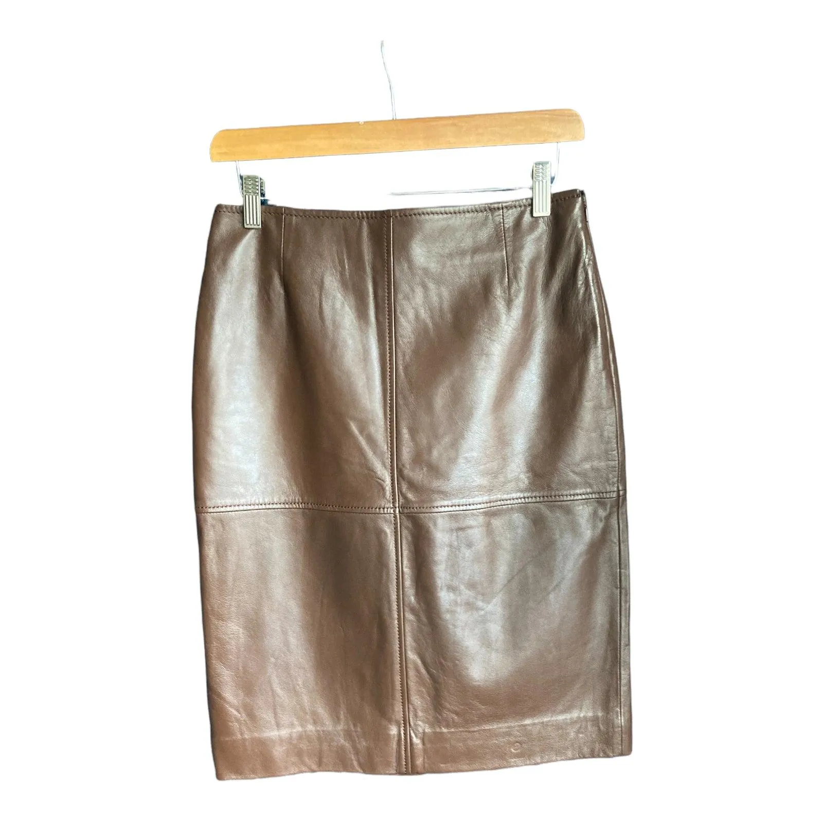 DKNY Leather Brown Skirt UK Size 10