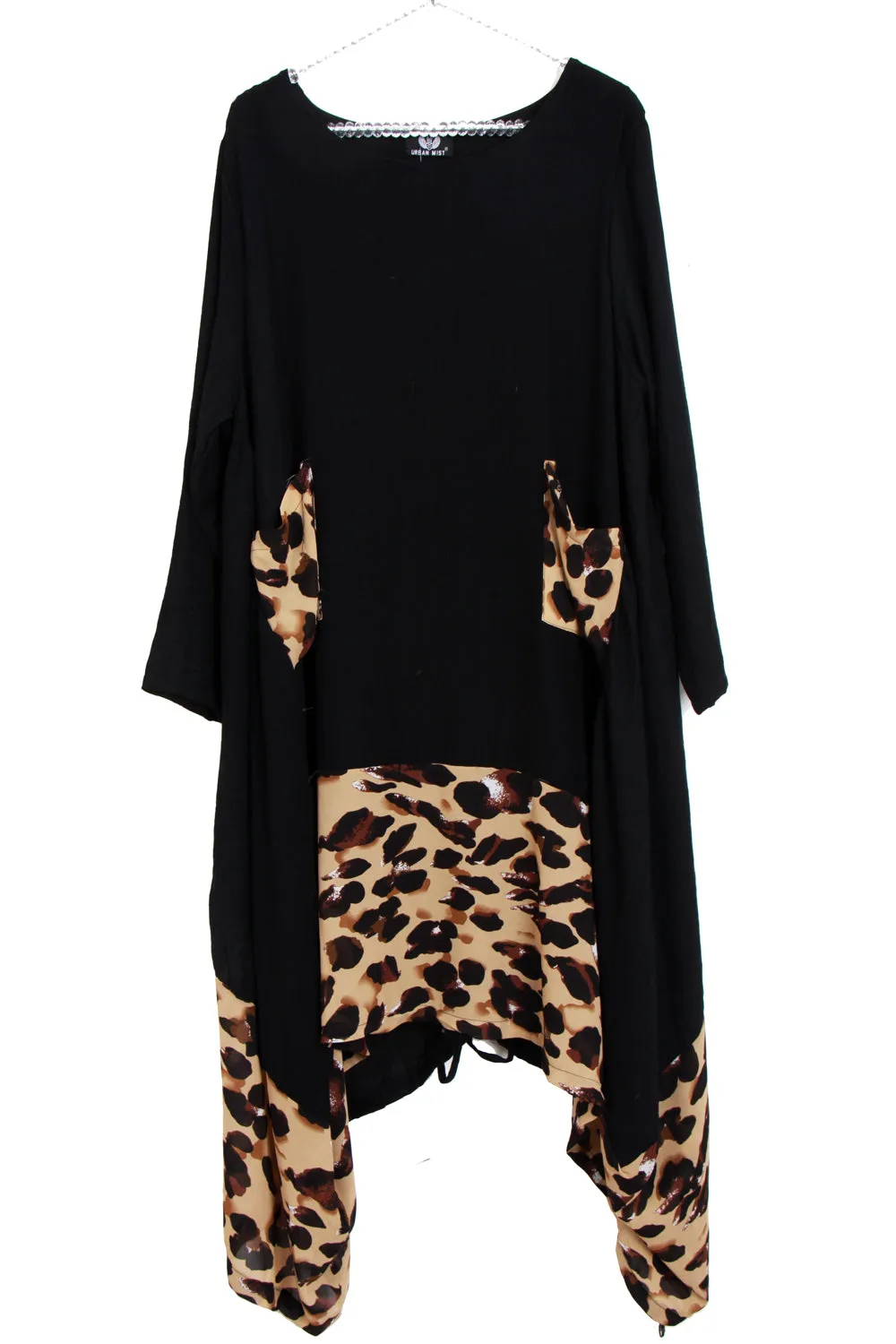 Drape Floaty Leopard Print Border Dress