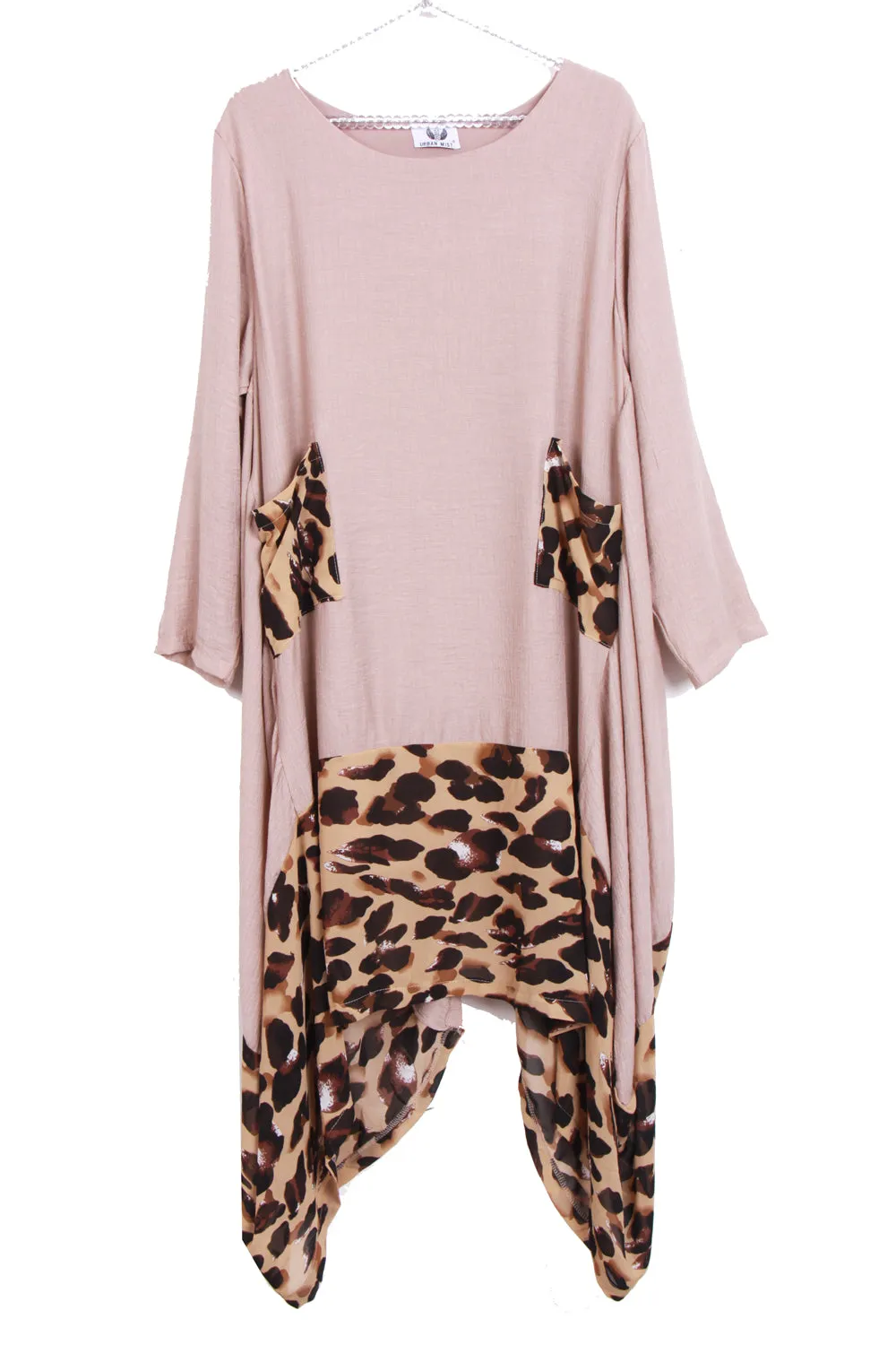 Drape Floaty Leopard Print Border Dress