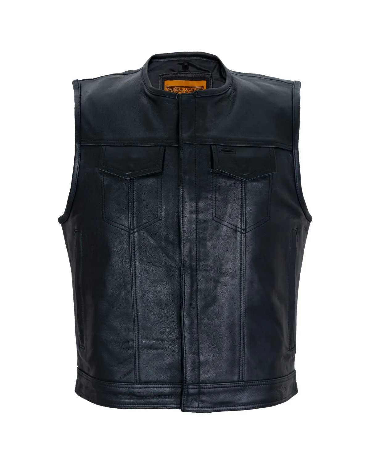 Dream Apparel Men's Motorcycle Club Vest With Black Liner Conceal Gun Pockets