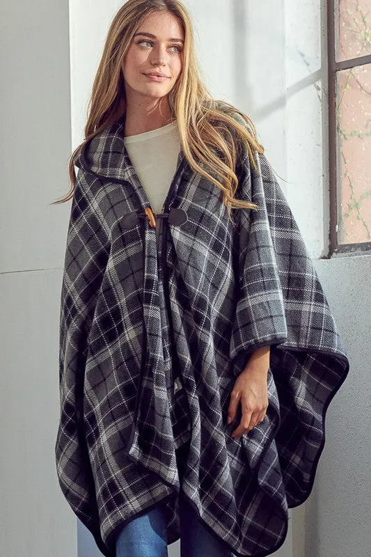 Elenor Plaid Poncho