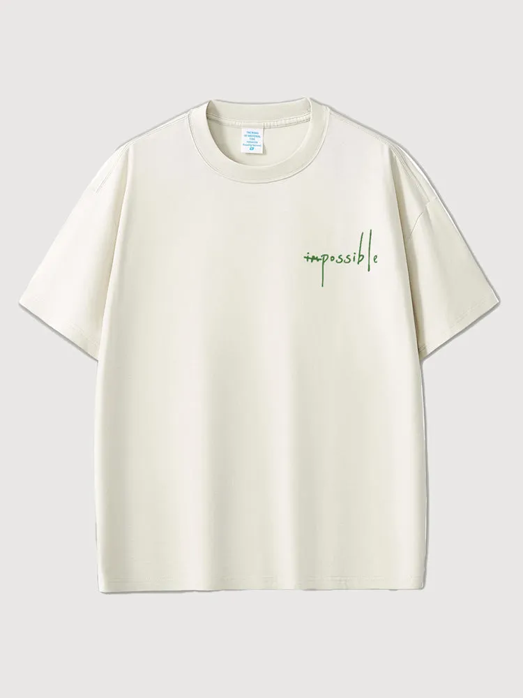 Embossed Letter Solid Color T-Shirt