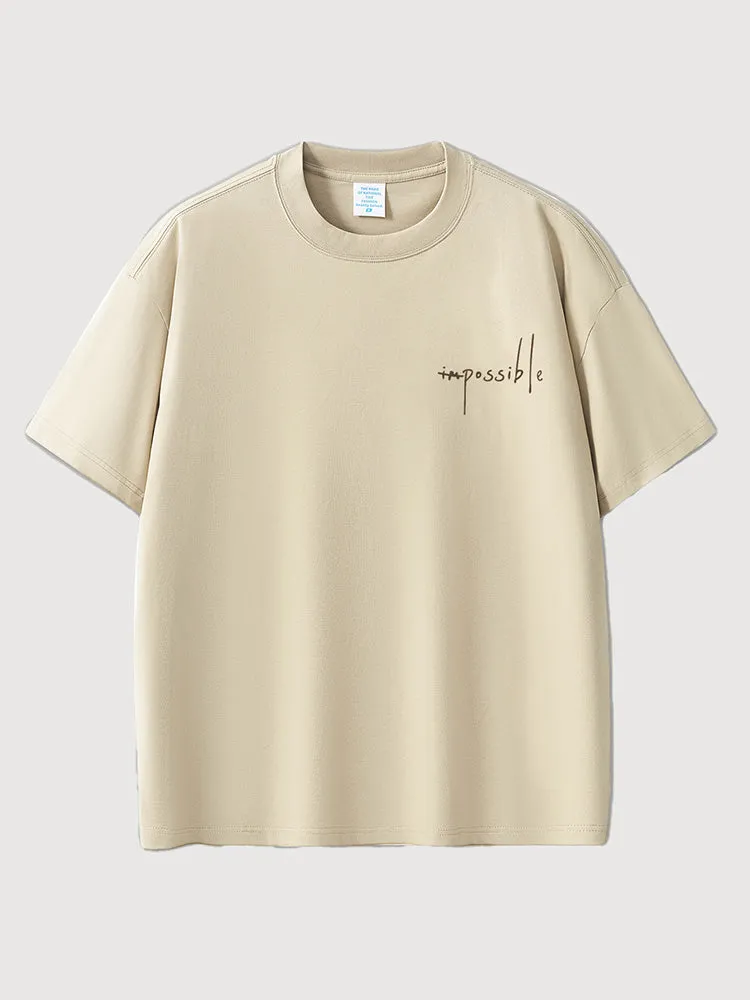 Embossed Letter Solid Color T-Shirt