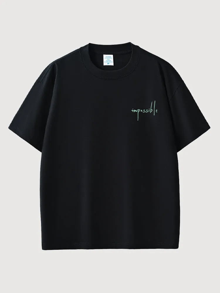 Embossed Letter Solid Color T-Shirt