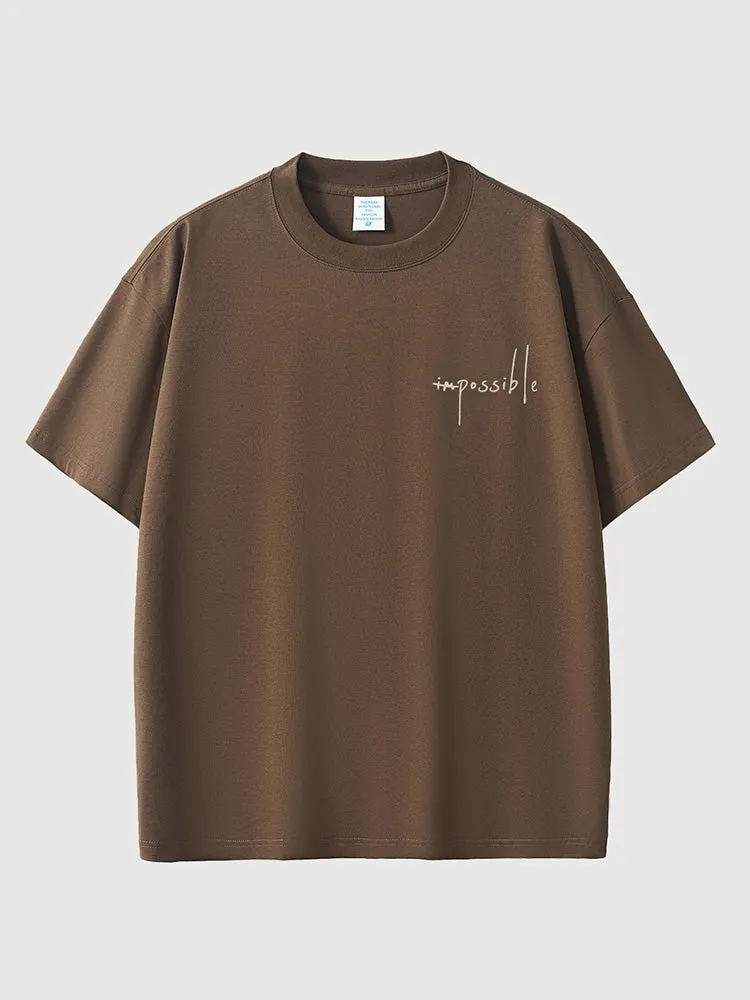 Embossed Letter Solid Color T-Shirt