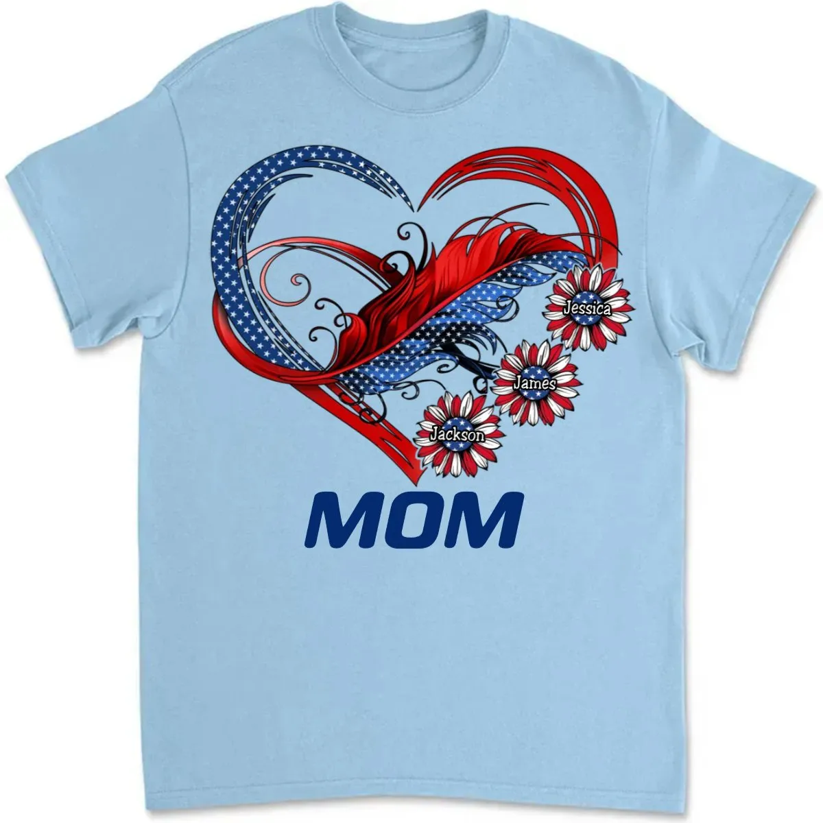 Family - Independence Day Grandma Mom Custom Nickname Names Family Heart Infinity July 4th - Personalized Unisex T-shirt