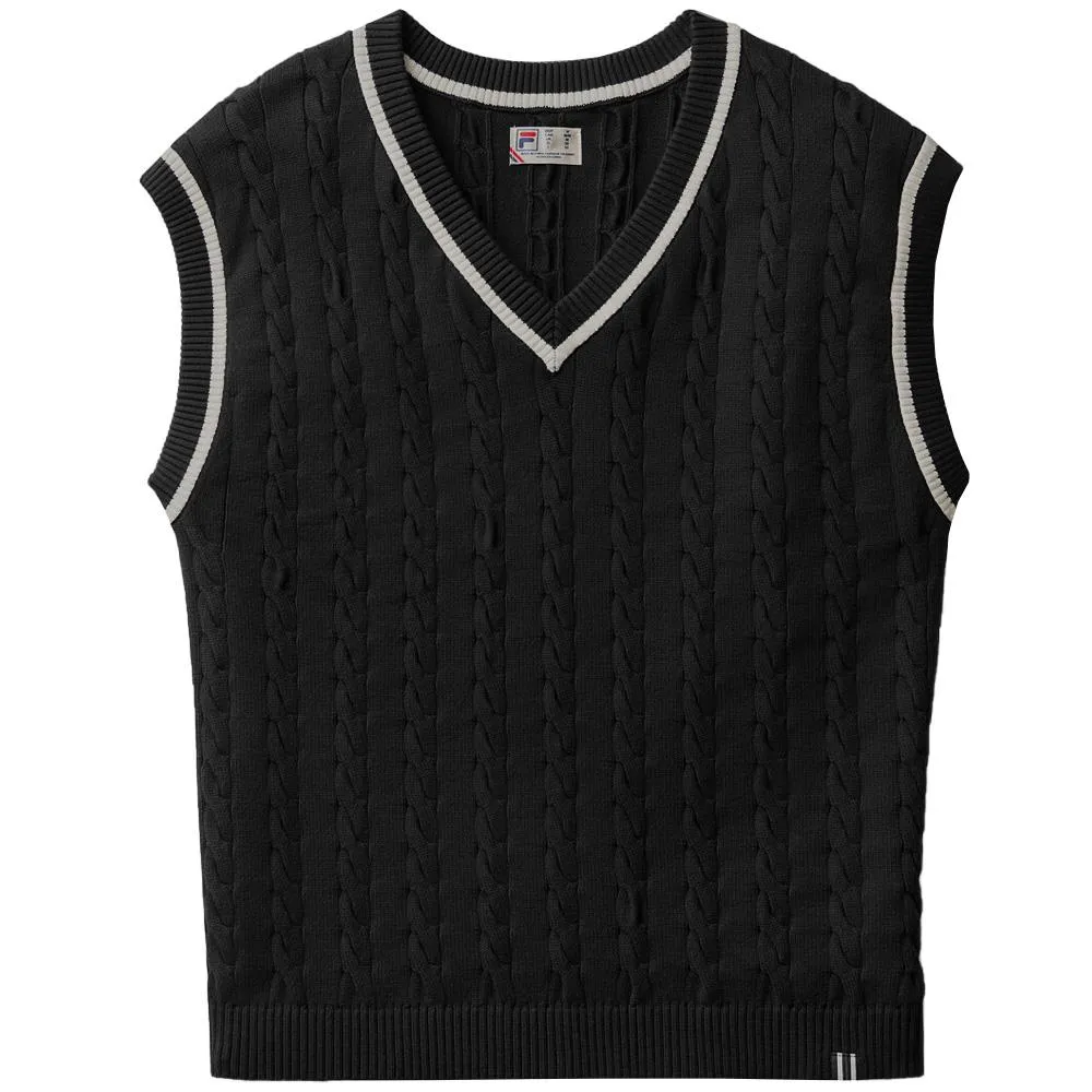 Fila Men's Casa Baseline Cable Knit Vest - Black