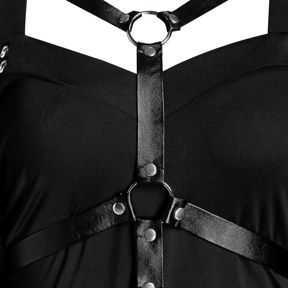 Funki Buys | Dresses | Women's Gothic Leather Strap Dress