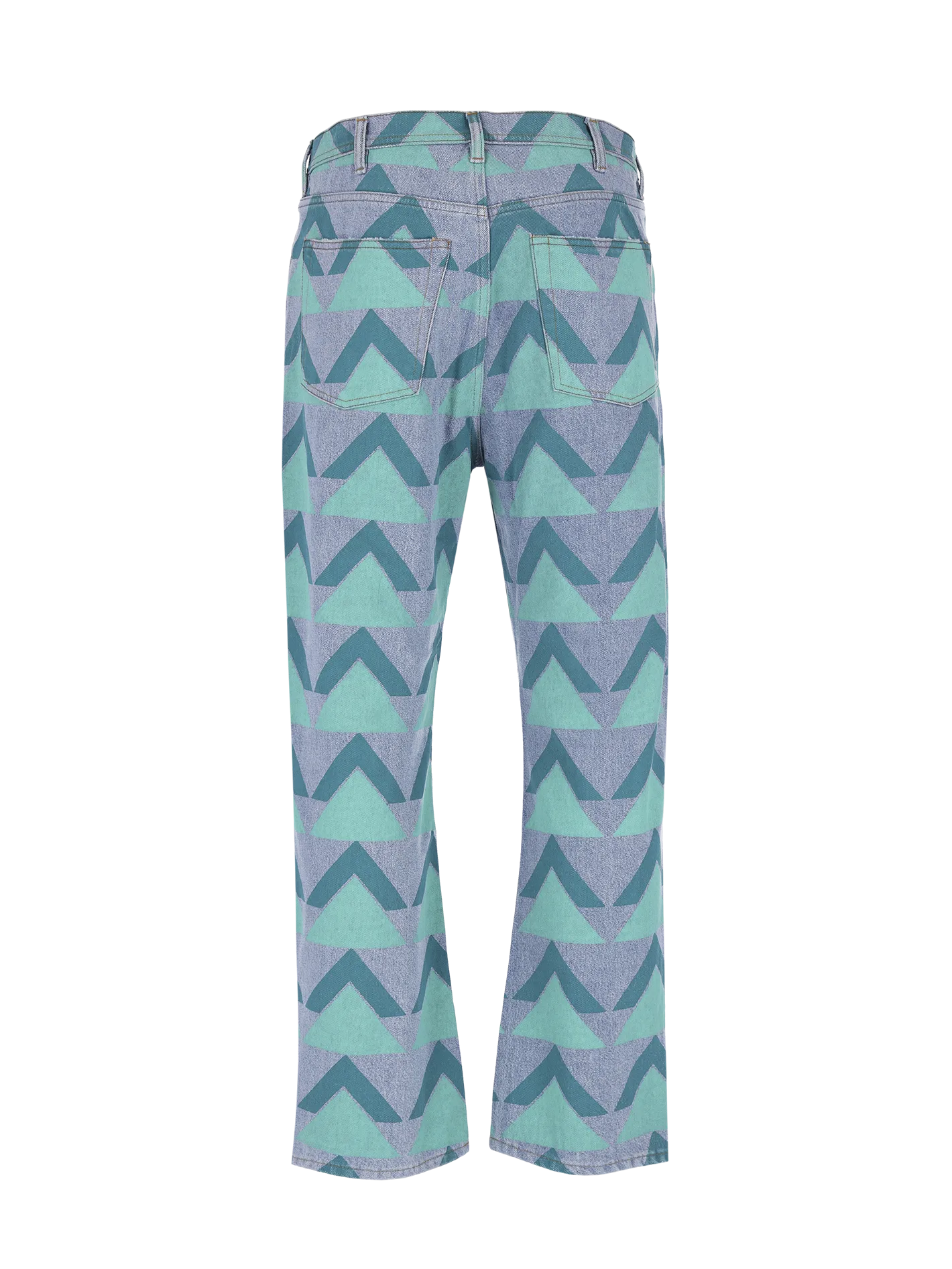 geometric-print straight-leg jeans