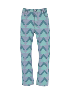 geometric-print straight-leg jeans