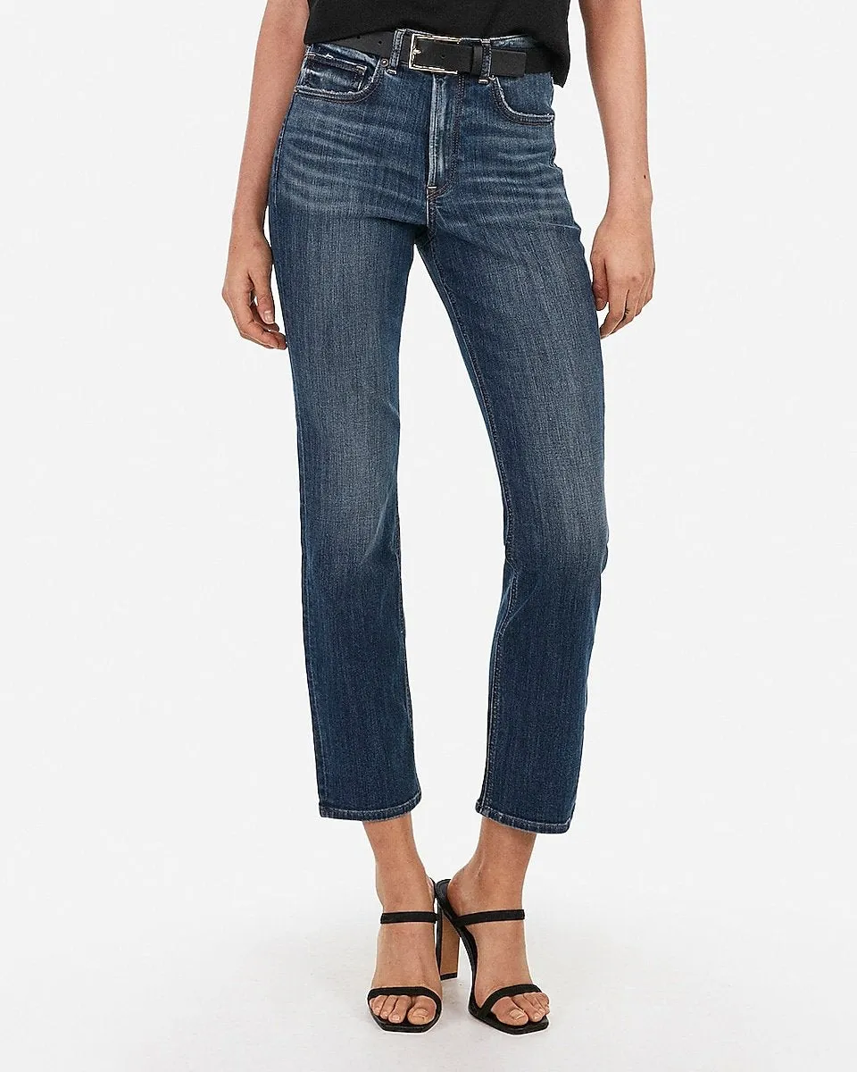 High Waisted Medium Wash Straight Leg Jeans in Medium Wash