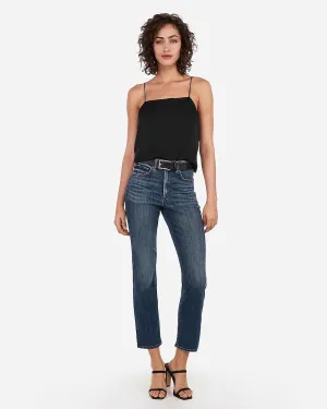 High Waisted Medium Wash Straight Leg Jeans in Medium Wash