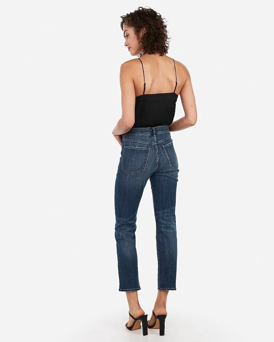 High Waisted Medium Wash Straight Leg Jeans in Medium Wash