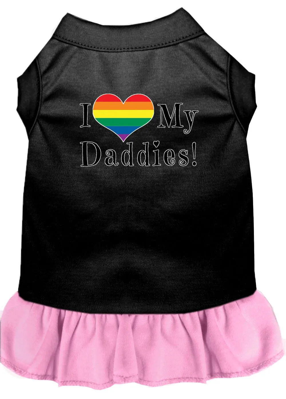 I Heart My Daddies Screen Print Dog Dress Black With Light Pink Xxxl