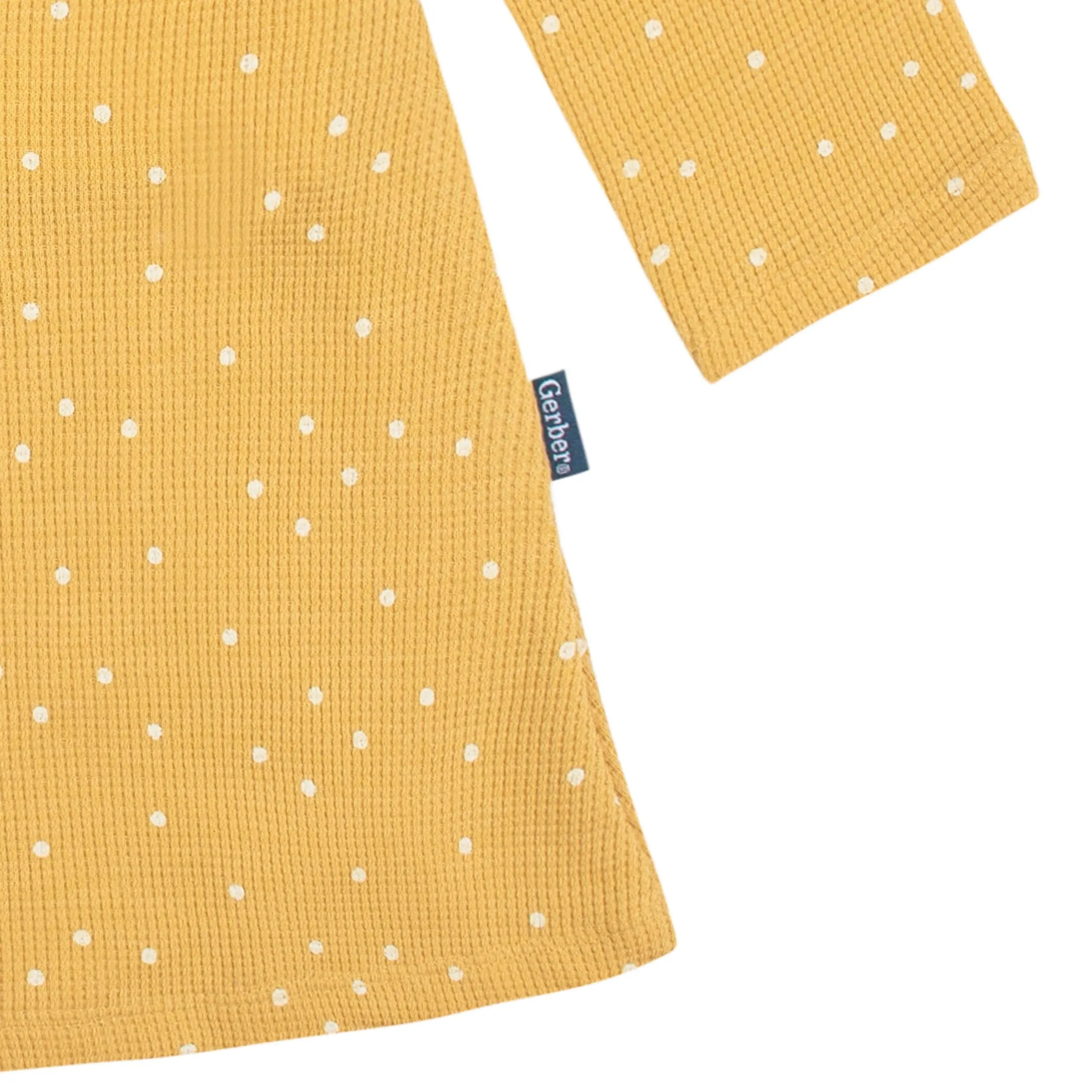 Infant and Toddler Girls Yellow Dots Dress with Ruffle