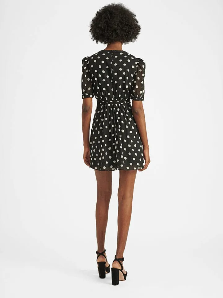 Jamie Short Dress in Mono Polka Dot