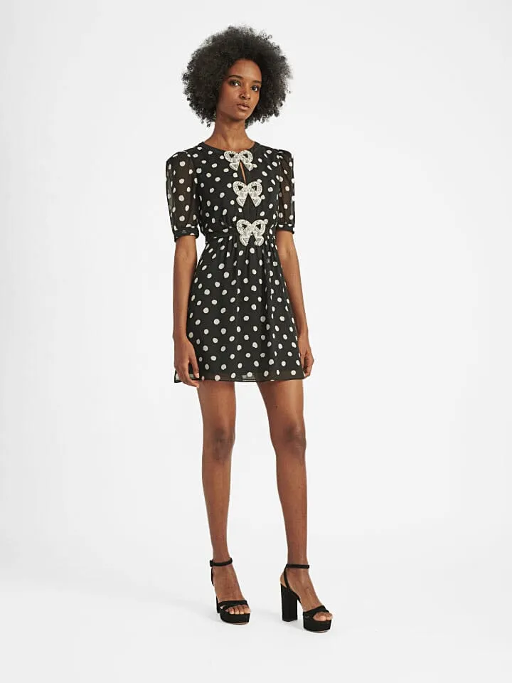 Jamie Short Dress in Mono Polka Dot