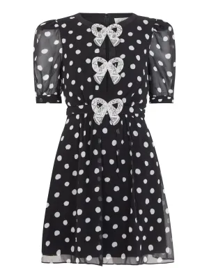 Jamie Short Dress in Mono Polka Dot