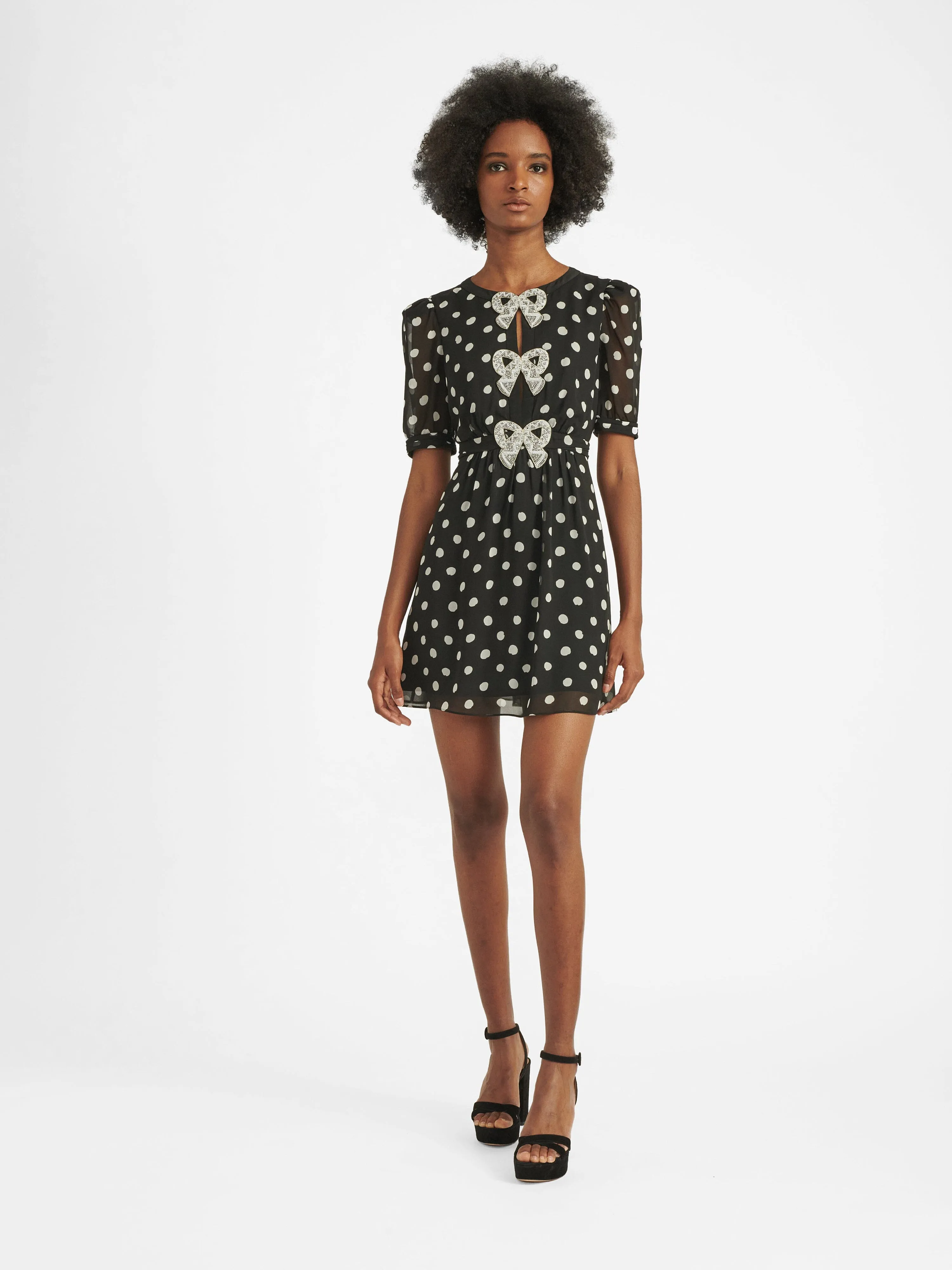 Jamie Short Dress in Mono Polka Dot